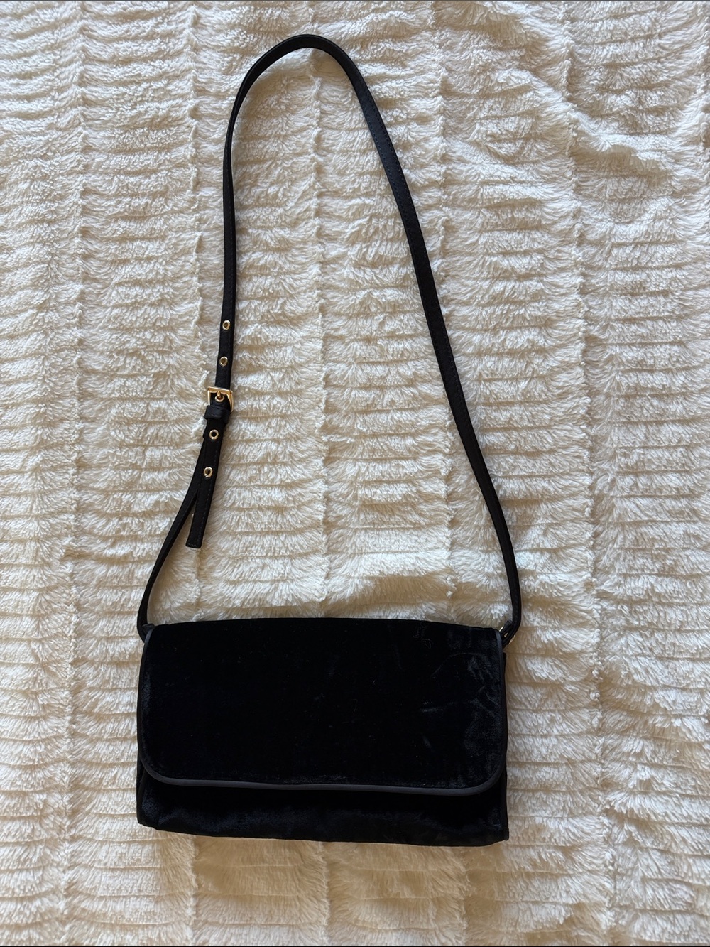 J. Crew Black Velvet Crossbody Shoulder Bag